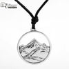 My shape landscape mountains and rivers Scenery Long necklace Adjustable wax cord Chain Setting Hollow Out Pendant Accessories