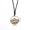 My shape landscape mountains and rivers Scenery Long necklace Adjustable wax cord Chain Setting Hollow Out Pendant Accessories