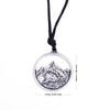 My shape landscape mountains and rivers Scenery Long necklace Adjustable wax cord Chain Setting Hollow Out Pendant Accessories