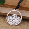 My shape landscape mountains and rivers Scenery Long necklace Adjustable wax cord Chain Setting Hollow Out Pendant Accessories