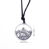 My shape landscape mountains and rivers Scenery Long necklace Adjustable wax cord Chain Setting Hollow Out Pendant Accessories
