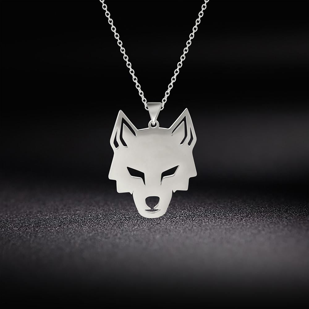 Myshape Wolf Head Stainless Steel Pendant Necklace for Women Men Gold Silver Color Animal Choker Necklaces Jewelry Gifts