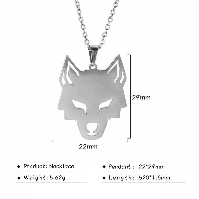 Myshape Wolf Head Stainless Steel Pendant Necklace for Women Men Gold Silver Color Animal Choker Necklaces Jewelry Gifts