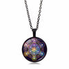 Mysterious Metatron Cube Necklace Jewelry Sacred Geometry Flower of Life Glass Pendant Magic Hexagram Necklaces for Women 2021