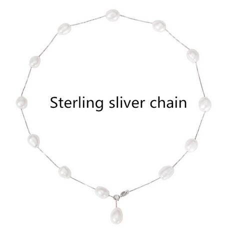 N style brand fine 925 sterling silver jewelry natural pearl necklace pendant 9-10mm Baroque pearl for womenX1218