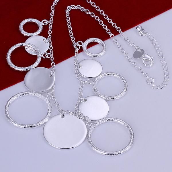 N015   fine silver plated jewelry,Wholesale Factory price 925 charms   fashion Round Plate Necklace /aauai