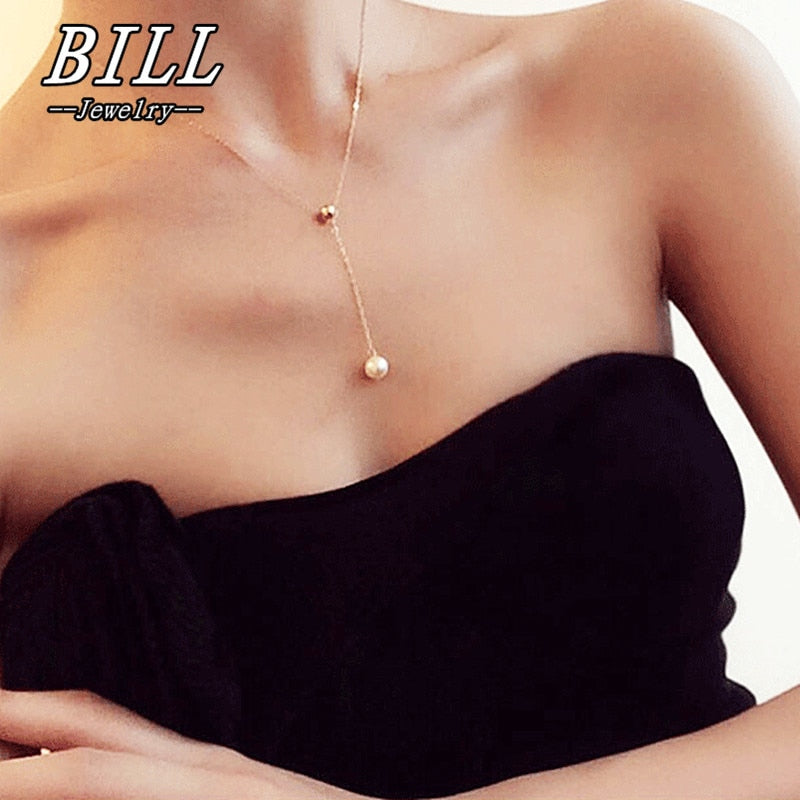 N623 Imitation Pearls Pendant Necklace For Women Clavicle Adjustable Necklaces Collier Jewelry Colar
