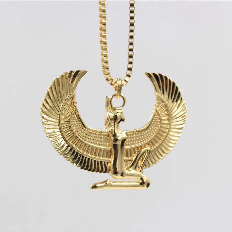 Fashion Single Delicate Egyptian Engraving Ankh Cross Pendant Necklace Men's Gold Color Punk Corss Chain Necklace Jewelry