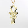 Fashion Single Delicate Egyptian Engraving Ankh Cross Pendant Necklace Men's Gold Color Punk Corss Chain Necklace Jewelry