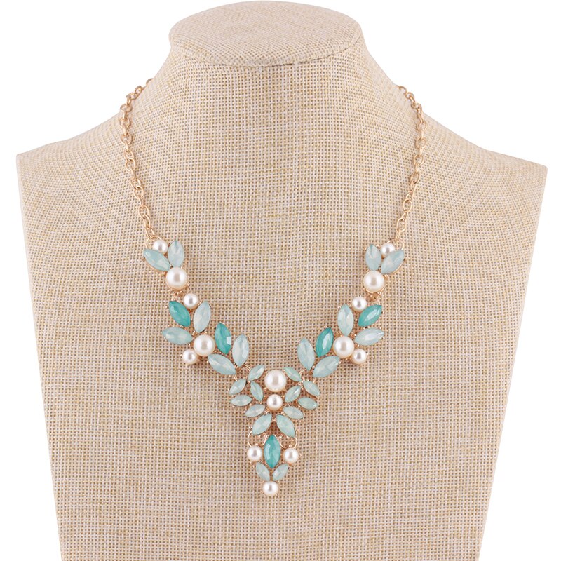 NEULRY Jelly color pearl gem necklace lady small fresh color diamond clavicle chain