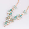 NEULRY Jelly color pearl gem necklace lady small fresh color diamond clavicle chain