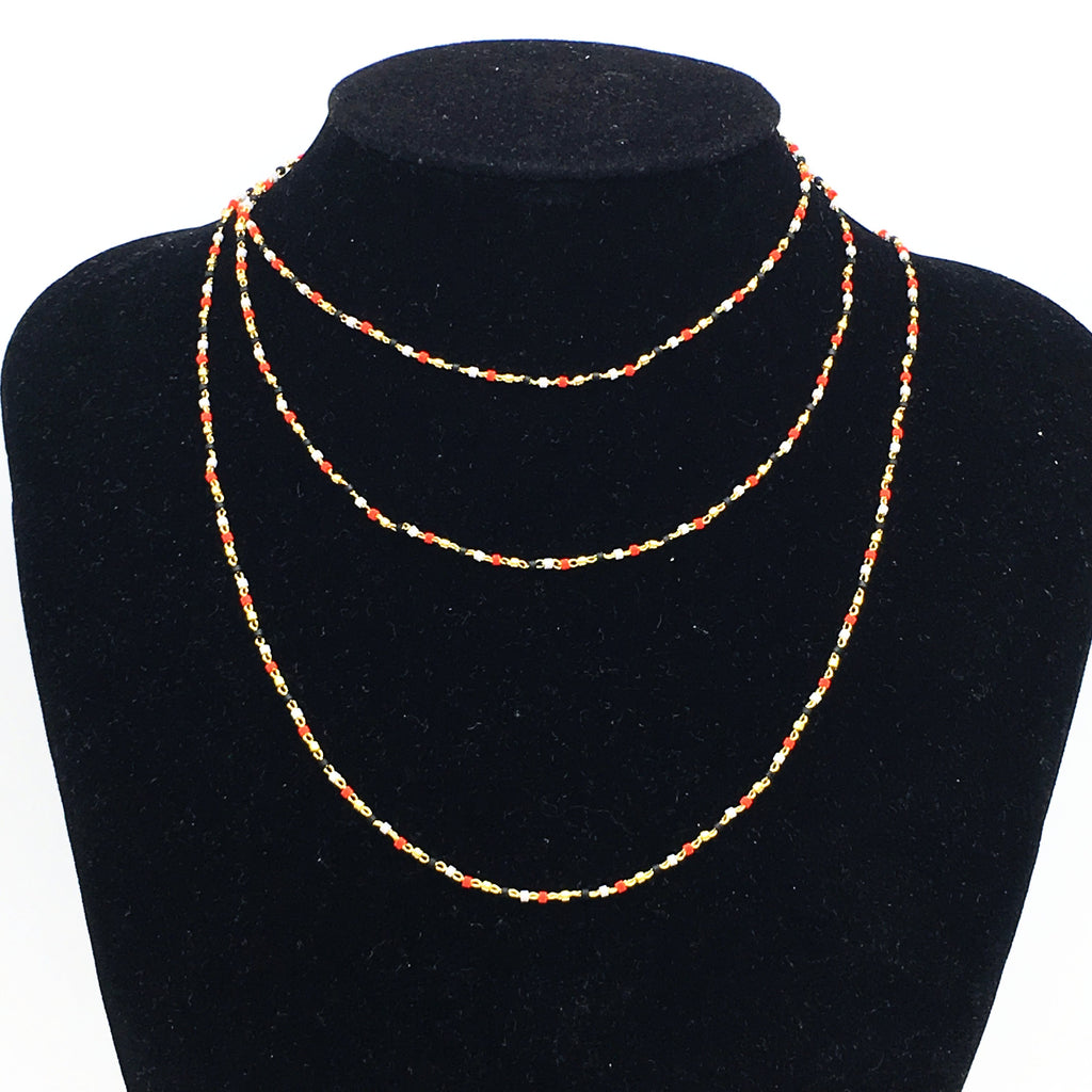 NEW! 5meter Multi-color Brass Gold Wire Wrapped Cylinder Necklace choker, Colorful Japanese Seed Beads Tiny Rosary Chain