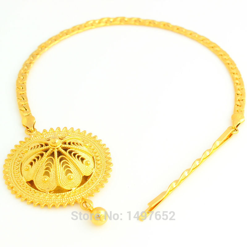 NEW Big Size Ethiopian Gold Hair Chain Jewelry Women 24k Gold Color African/Eritrea/Kenya Habesha Party Accessories
