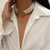 Chocker High-end Baroque Ruby Pendant Bead Set Clavicle Chain Retro Ethnic Gemstone Woemn's Neck Chain Unique Trinket