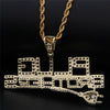 Creative Plug Pendant With Letters Brothers Pendant Pave Bling Clear Cubic Zircon Hip Hop  Iced Out Necklace Jewelry Gift