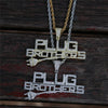 Creative Plug Pendant With Letters Brothers Pendant Pave Bling Clear Cubic Zircon Hip Hop  Iced Out Necklace Jewelry Gift