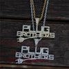 Creative Plug Pendant With Letters Brothers Pendant Pave Bling Clear Cubic Zircon Hip Hop  Iced Out Necklace Jewelry Gift