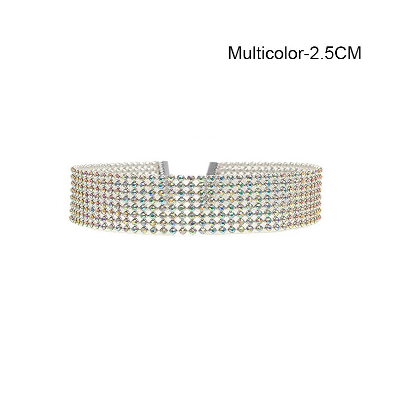 Crystal Rhinestone Choker Necklace Women Wedding Accessories Silver Color Chain Punk Gothic Chokers Jewelry Collier Femme