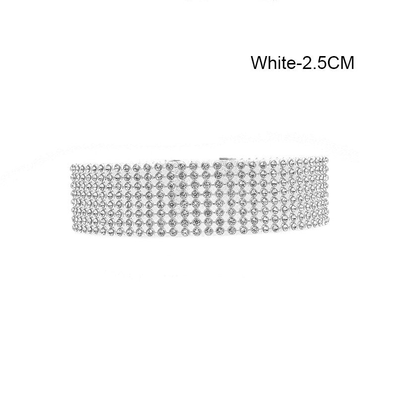 Crystal Rhinestone Choker Necklace Women Wedding Accessories Silver Color Chain Punk Gothic Chokers Jewelry Collier Femme