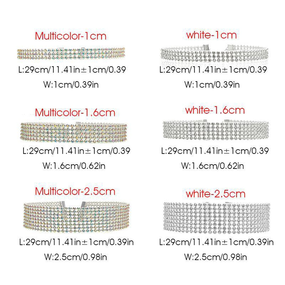 Crystal Rhinestone Choker Necklace Women Wedding Accessories Silver Color Chain Punk Gothic Chokers Jewelry Collier Femme