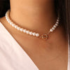 Elegant White Imitation Pearl Choker Necklaces Big Round Pearl Wedding Necklace for Women Lasso Charm Jewelry collar
