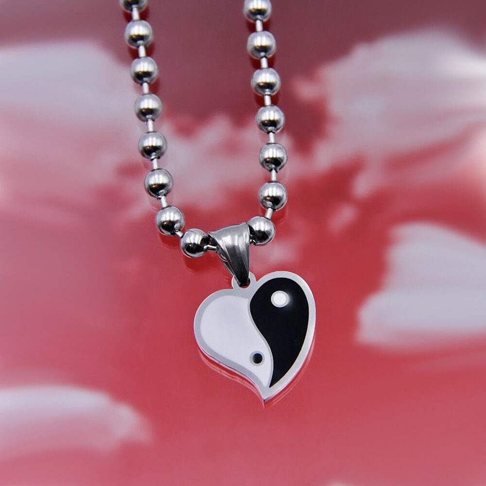 Harajuku Vintage Hip-hop Heart Necklace Stainless Steel Love Gossip Flame Necklaces For Women Men Jewelry Gift