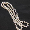 sell 8-9mm 60cm white natural freshwater pearl necklace long sweater chain jewelry