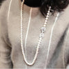 sell 8-9mm 60cm white natural freshwater pearl necklace long sweater chain jewelry