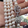 sell 8-9mm 60cm white natural freshwater pearl necklace long sweater chain jewelry