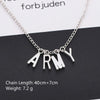 Kpop Stainless Steel Letter ARMY Pendant Necklaces Dog Tag Neutral Necklace Boy Girl Minimalist Jewelry Collier Femme Collar
