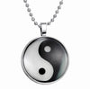 Luminous YING YANG TAI JI Vintage Round Dome Glass Silver Necklace