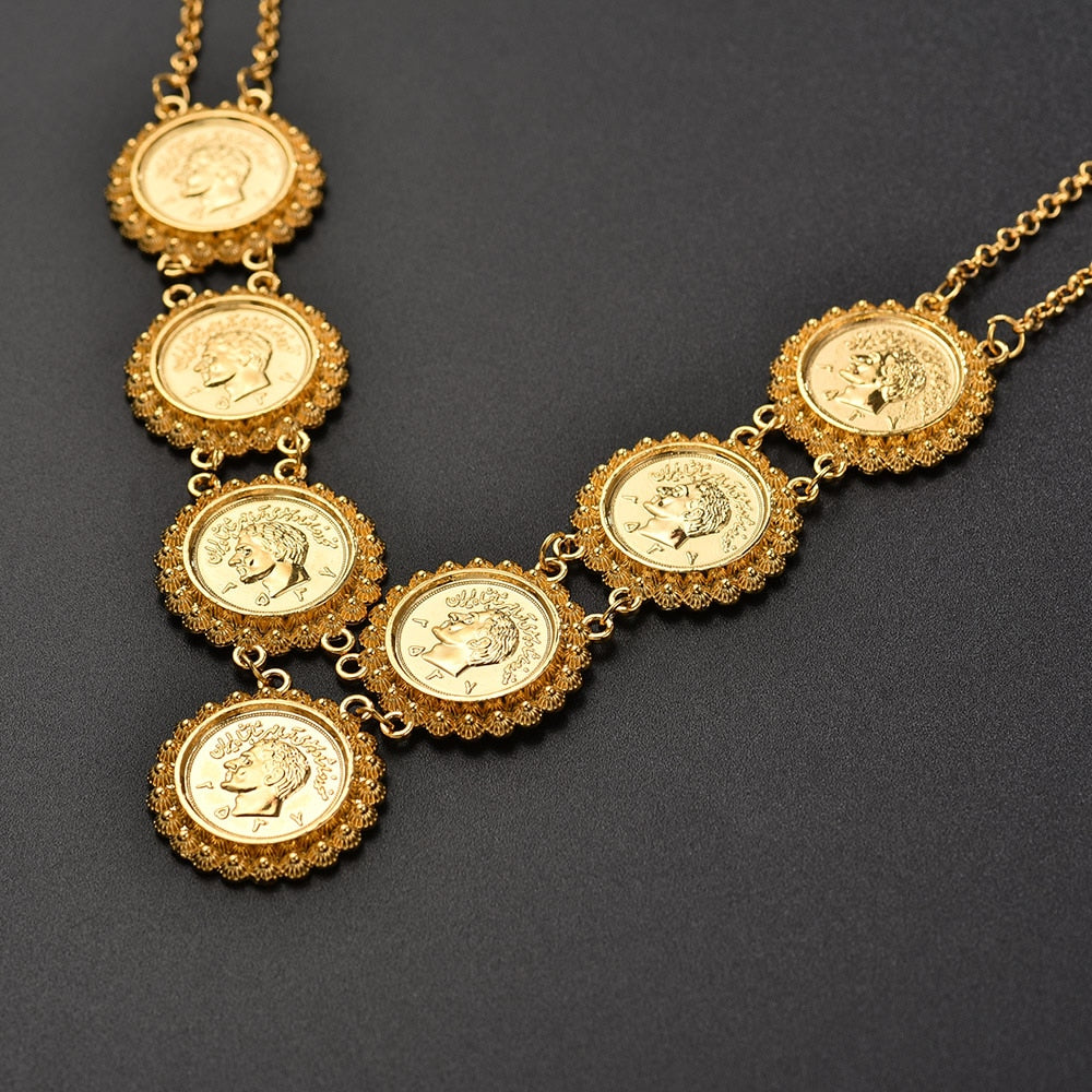 Muslim Allah Necklace Arabic Coin Necklace for Women Gold Color Arab/Africa Islamic Like Jewelry Make Money Gift Lucky