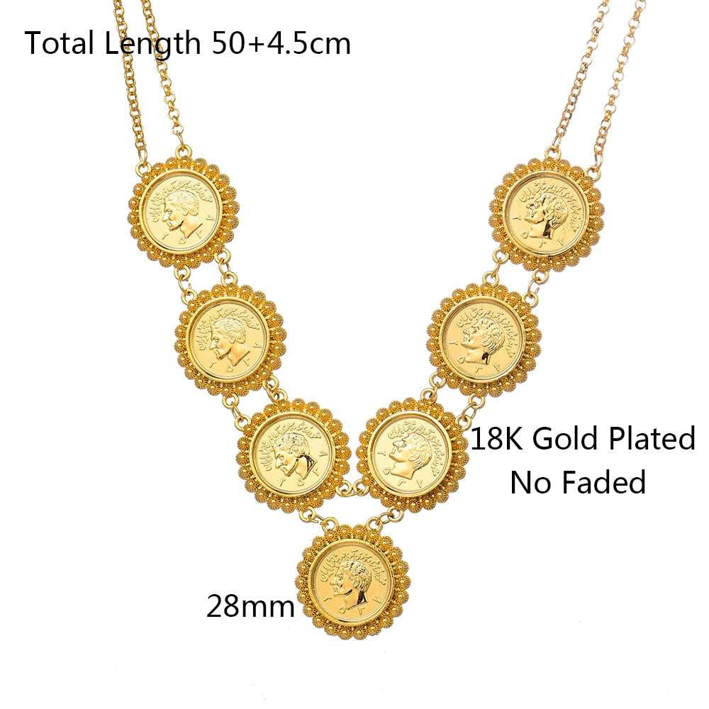 Muslim Allah Necklace Arabic Coin Necklace for Women Gold Color Arab/Africa Islamic Like Jewelry Make Money Gift Lucky