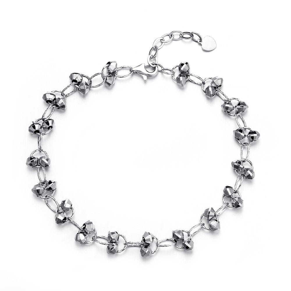 NEW Pure Real 925 Sterling Silver Bracelet Chain With Beads Balls Ethnic Big Hollow Link Bracelets For Women Girls FF BA019