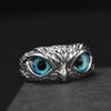 Retro Cute Simple Design Owl Ring Multicolor Eyes Silver Color Men Women Engagement Wedding Rings Jewelry Gifts Resizable