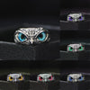 Retro Cute Simple Design Owl Ring Multicolor Eyes Silver Color Men Women Engagement Wedding Rings Jewelry Gifts Resizable