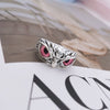 Retro Cute Simple Design Owl Ring Multicolor Eyes Silver Color Men Women Engagement Wedding Rings Jewelry Gifts Resizable