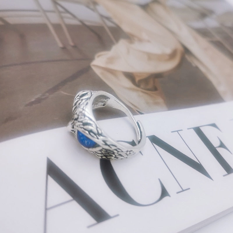 Retro Cute Simple Design Owl Ring Multicolor Eyes Silver Color Men Women Engagement Wedding Rings Jewelry Gifts Resizable