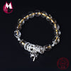 NEW S925 Sterling Silver Bracelet For Women Natural Crystal Beads Bracelets & Bangles Tassel Bells Female Wristband Jewelry YB33