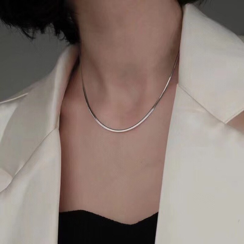 Simple Clavicle Chain Blade Snake Chain Gold Color Choker Necklace For Women Minimalist Jewelry Collar Chocker Collier Femme