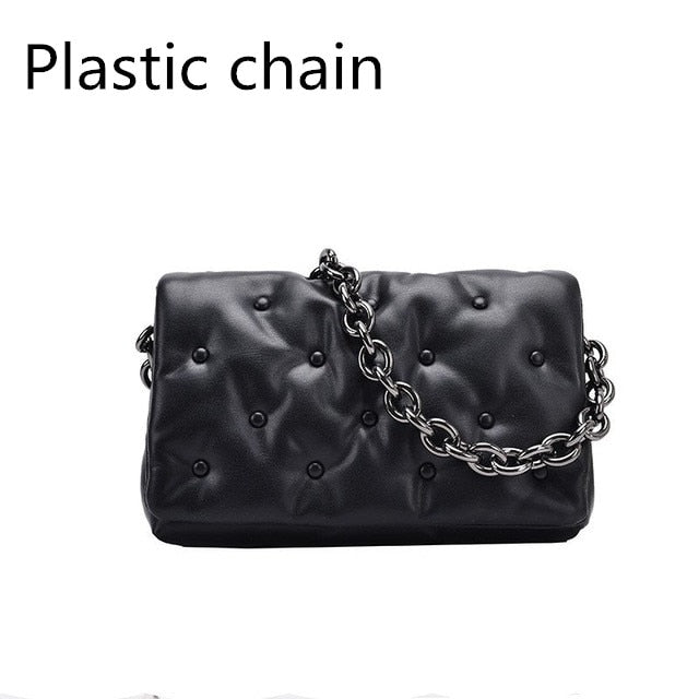 Solid Color metal chain PU Leather Crossbody Bags 2022 Designer Crossbody bag Lady Shoulder Messenger Bag Purse Bolso Mujer