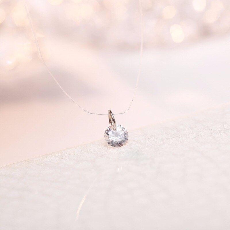Trendy Invisible Fishing Line Clavicle Necklace Zircon Crystal Charm Pendant Choker Necklace Chain Necklaces Gifts for Women