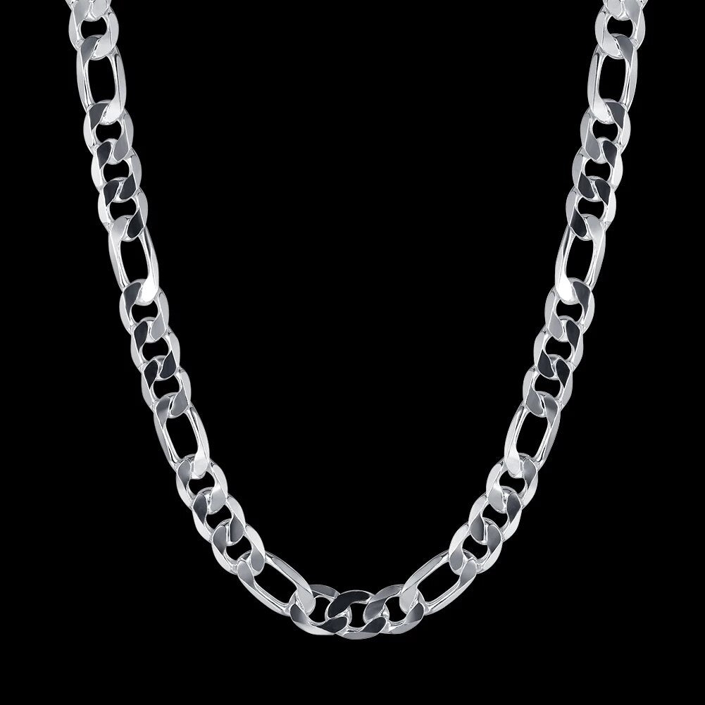 classic 925 Sterling Silver 10MM geometry chain necklace for men woman 20/24 inches designer wedding jewelry gifts