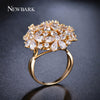 Big Ring Exaggerated Flower Finger Rings Women CZ Jewelry Gold / Silver Color Party Gifts