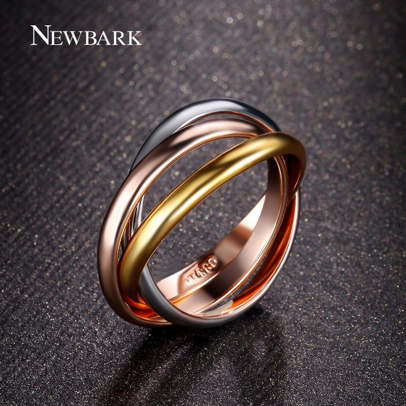 Brand 3 Circles Twisted Women Rings Yellow Rose Gold Silver Color Zi Alloy Sale Women Ring Cute Jewelry Anel Feminino