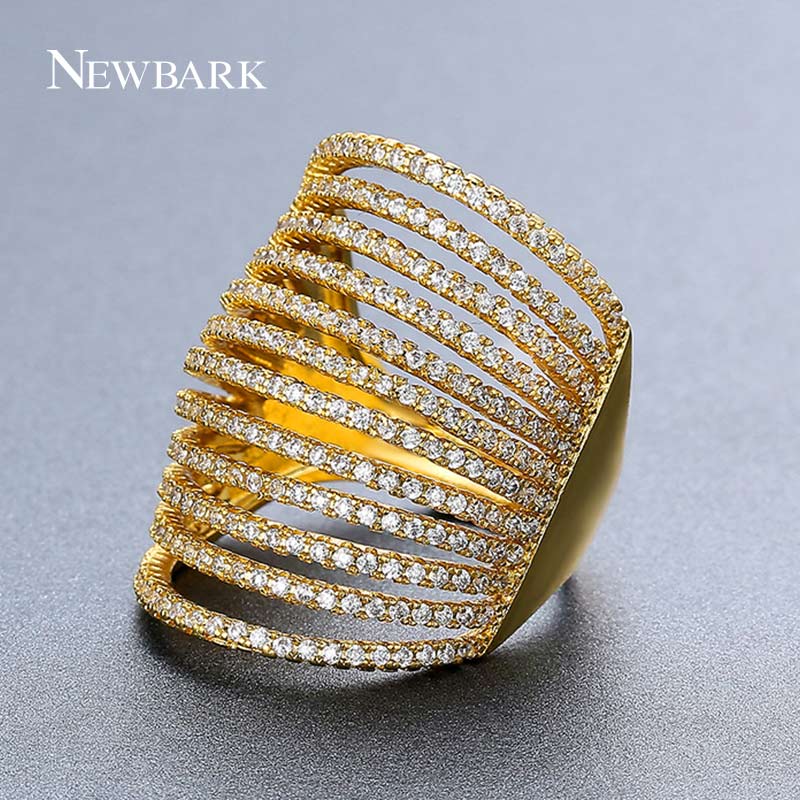 Rings Unique Design Wedding Rings For Women Jewellery Gold Color Zircon Crystal Party Occasion Top Quality Jewelry