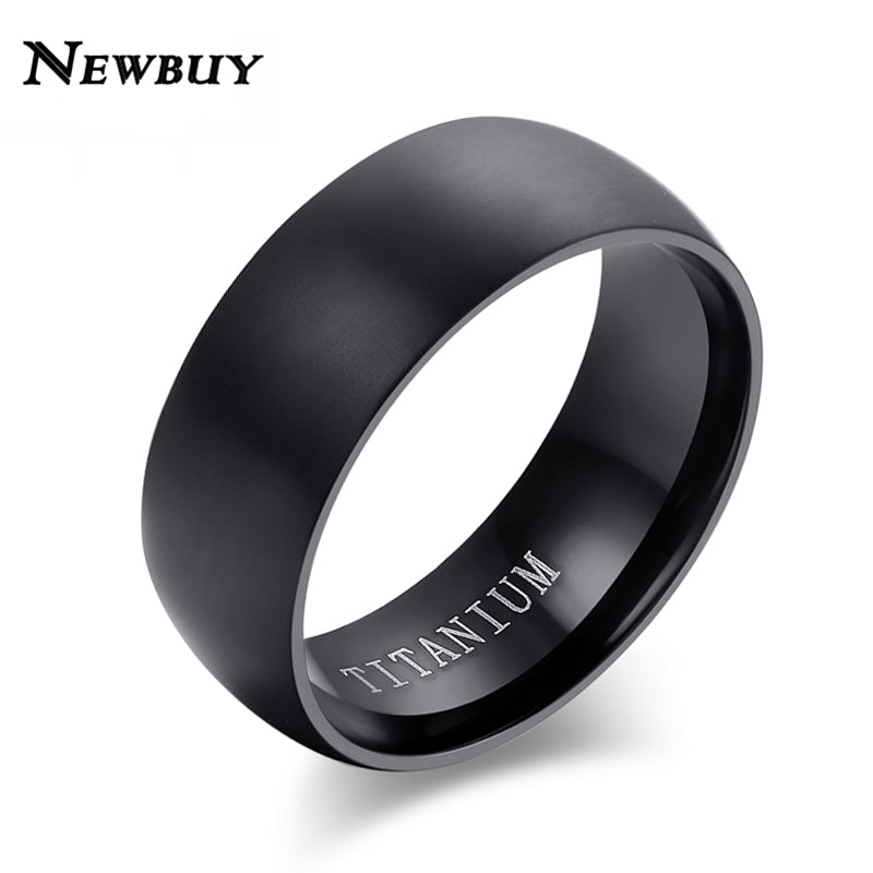 100% Titanium Rings For Men 8mm Wide Co Black Men's Ring Wedding Jewelry Christmas Gift