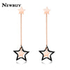 2020 Fashion Female Dangle Earring Jewelry Rose Gold Color Double Star Long Drop Earring For Women Wholesale
