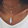 2020 Fashion Natural Stone Choker Necklace Hot Sale Trendy Heart Double Layers Gold-Color Chain Women Pendant Necklace