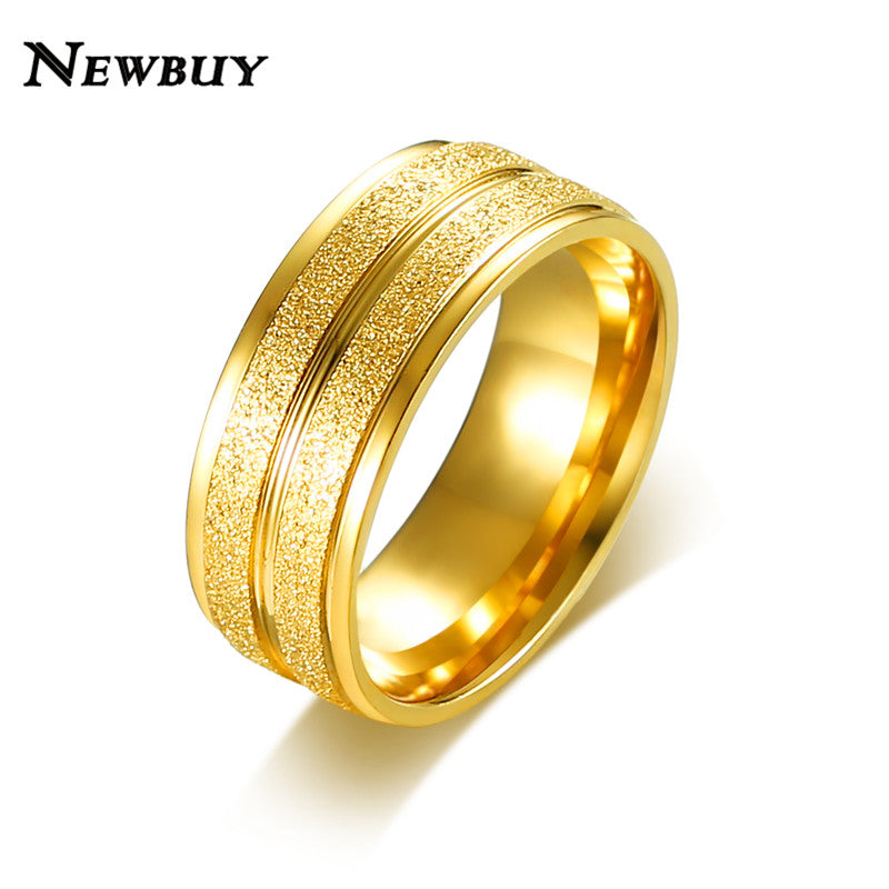 2020 Fashion Gold Color Stainless Steel Scrub Ring For Men High Quality Male Wedding Jewelry Wholesale Dropship